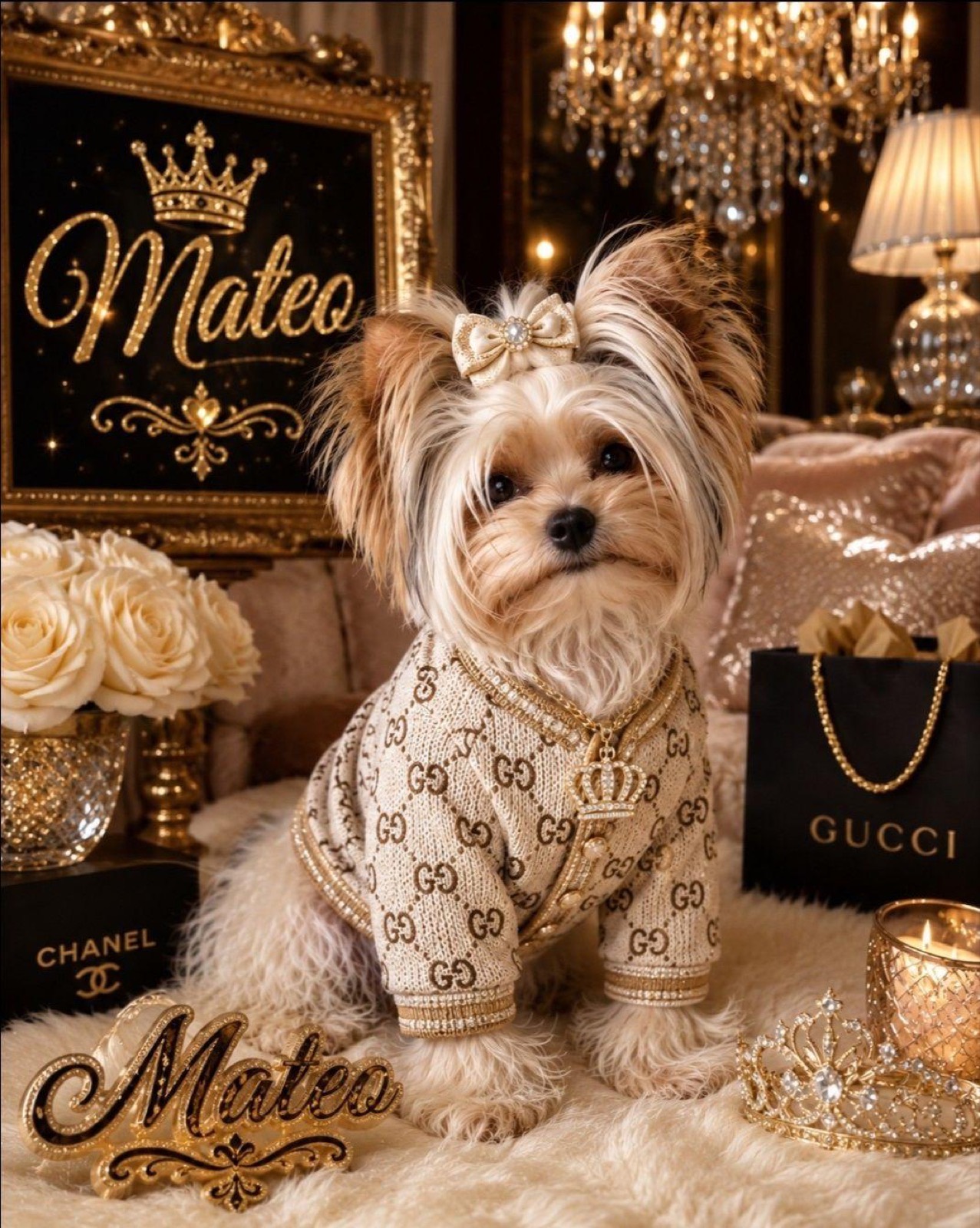 Mateo, a Parti (Chocolate & Blonde) Yorkshire Terrier sire