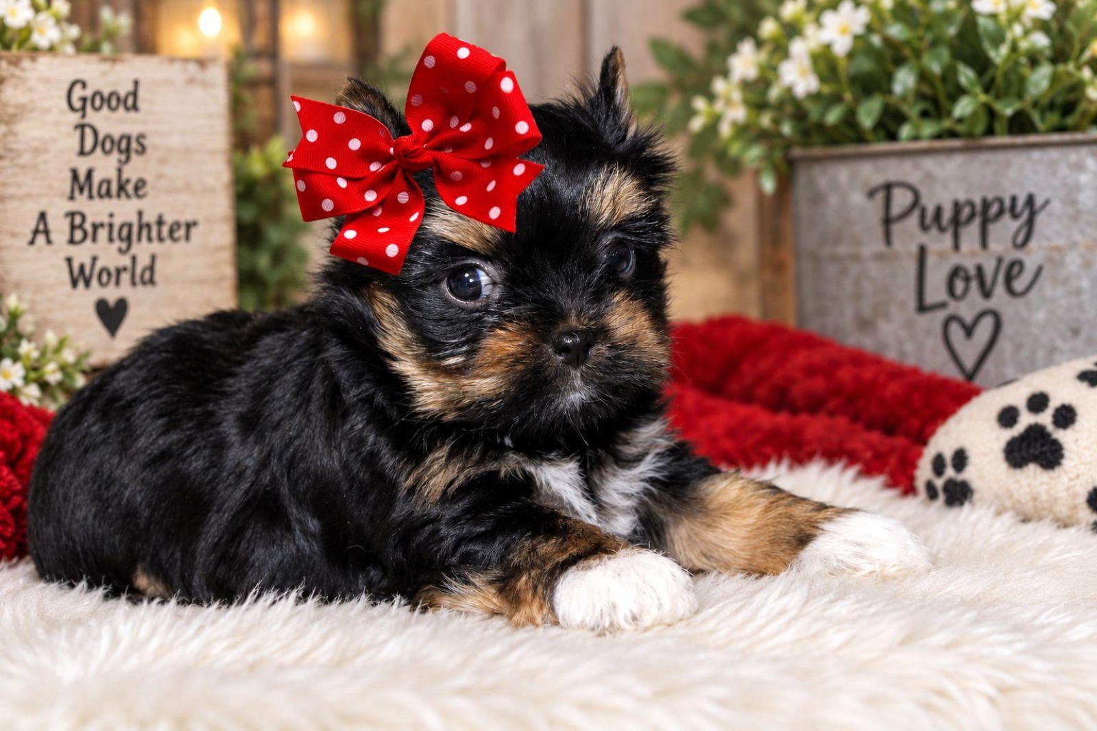 A young Motor City Yorkies puppy growing up before going home